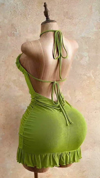 Green Ruffle Bodycon Dress