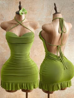 Green Ruffle Bodycon Dress