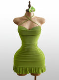 Green Ruffle Bodycon Dress