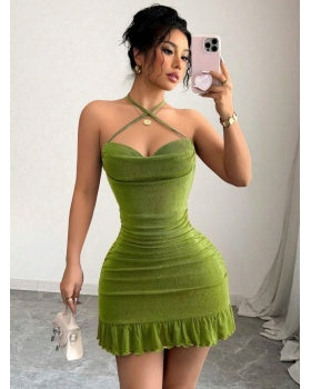 Green Ruffle Bodycon Dress